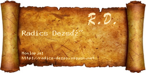 Radics Dezső névjegykártya